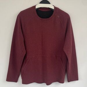 Lululemon Men's At Ease Crew in the Heathered Savannah Maroon Crew Neck Shirt M